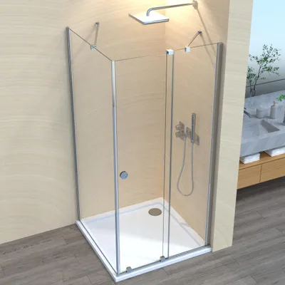 Produktbild von LEMMO Movable Duschkabine Schiebetuer Nano Glas Eckeinstieg Duschwand 75x90x185cm
