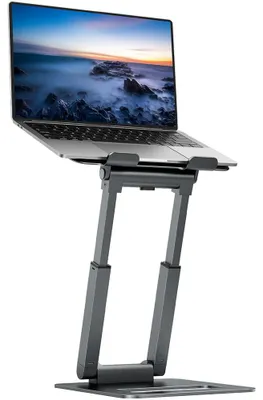 Produktbild von Höhenverstellbarer Laptopständer, ergonomischer Computerständer, verstellbarer Laptopständer, Notebook-Halterung für den Schreibtisch, Stehpultaufsatz für MacBook Pro, Laptops von 10 bis 17 Zoll, Grau
