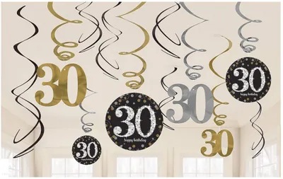 Zdjęcie produktu dla Dekoracja Garland Swirl - 30 rocznica - Lśniące złoto