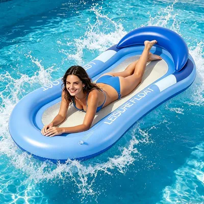 Produktbild von Aufblasbare 4-in-1-Schwimmmatte für Erwachsene – Tragbare aufblasbare Wasserhängematte und Schwimmsessel – Ideal für Partys, Sommer, Strand, Seen und Wasseraktivitäten (Blau)
