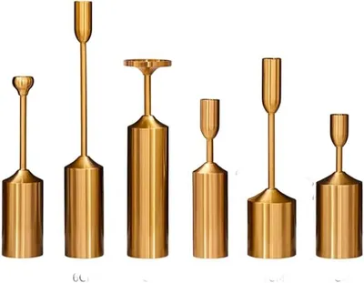 Imagen del producto de 6 soportes para velas tipo varilla, diseño delgado, fabricados en metal, modernos, ideales para decorar salones