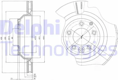 Produktbild von 2x DELPHI Bremsscheibe BG4070 für VW Touareg (7LA 7L6 7L7) für AUDI Q7 (4LB)