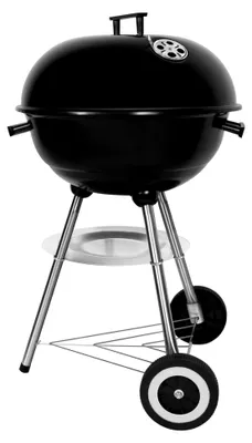Produktbild von Tragbarer Holzkohlegrill, rund, mit Deckel und Doppelrädern, Grill auf Standfuß, φ 41 cm, Höhe 70 cm, Schwarz