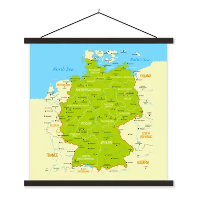 Obrázek produktu pro MuchoWow® Textilní plakát - Barevná mapa Německa - 90x90cm - S černými lamelami