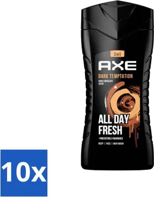Productafbeelding van Axe - 3-in-1 Douchegel - Dark Temptation - Donkere chocolade - 250 ml - Voordeelverpakking - 10 stuks