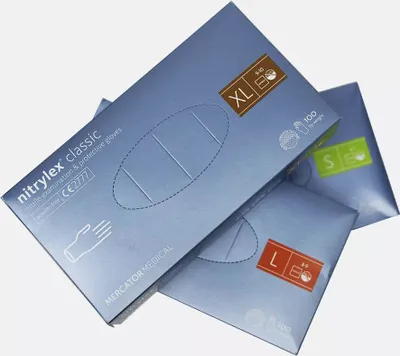 Obrázok produktu pre MERCATOR Nitrylex Classic Blue jednorazové rukavice, nitrilové rukavice, bez púdru, nitril, EN 374, EN 455, 100 ks