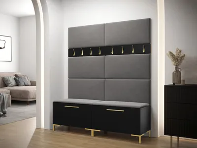 Obrázok produktu pre Stena do predsiene s čalúnenými panelmi ANDORA 2 - čierna / šedá