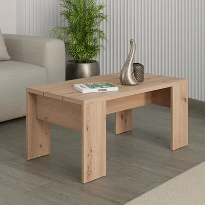 Immagine prodotto di Riposto - Tavolino da Salotto, 90x50x43h cm Marrone Rovere Nodi, Forma Rettangolare