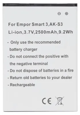 Produktbild von Akku für Emporia Smart 3, AK-S3, Li-ion, 3,7V, 2500mAh, 9,2Wh