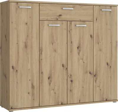 Produktbild von Furniture24 Hoch Kommode Rypsyma Rpsk341-D78 Higboard Wohnzimmerschrank 139.3 X 120.7 X 34.1 Cm - Artisan Eiche
