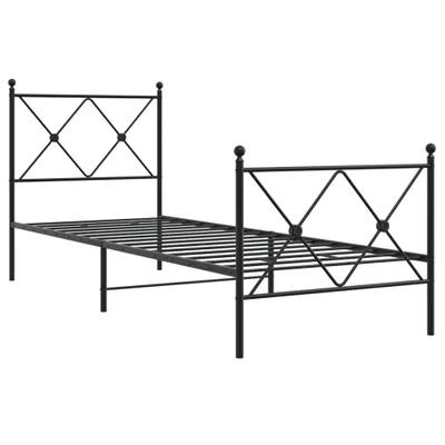 Produktbild von Bettgestell mit Kopf- und Fußteil Metall Schwarz 75x190 cm