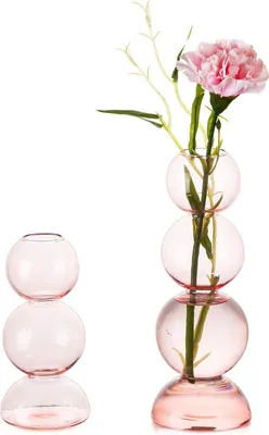 Productafbeelding van Kleine Vazen Set - Decoratieve Vazen - Tafeldecoratie - Unieke Bubbelvorm - Tot 23 cm - Gekleurd