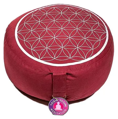 Immagine prodotto di Cuscino da meditazione con imbottitura in granella di grano saraceno e motivo del Fiore della Vita