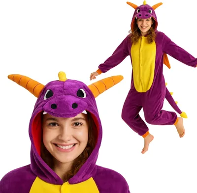 Produktbild von Onesie Kigurumi Pyjama Kostüm für Erwachsene, Spyro, XXL: 185-195cm
