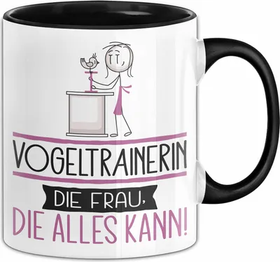 Produktbild von Vogeltrainerin Geschenk Tasse Becher Die Frau Die Allen Kann Geschenkidee für eine Vogeltrainerin Lustig (Schwarz)