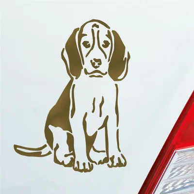 Produktbild von Auto Aufkleber Labrador Hund Dog Beagle Shepard 12x9 cm Gold Sticker Heckscheibenaufkleber