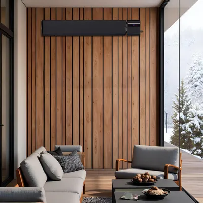 Productafbeelding van Infraroodradiator ElectricSun 2800-1400W zwart, terrasverwarming met 2 warmtestanden, afstandsbediening en app, wand- of plafondbevestiging 180x15cm