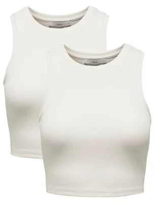 Produktbild von ONLY Cropped Tank Top 2-er Stück Pack Kurzes Shirt Basic Set ONLVILMA Größe: S
