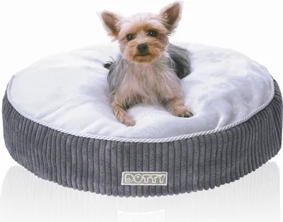 Produktbild von Kuscheliges Plüschbett Hundebett Katzenbett DOTTY - weiches rundes PLÜSCH Kissen für kleine und mittelgroße Hunde und Katzen Schlafplatz Größe M 60