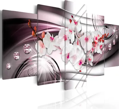 Produktbild von Leinwandbilder 200x100 cm b-A-0238-b-o Vlies Leinwandbild 5 tlg Kunstdruck modern Wandbilder XXL Wanddekoration Design Wand Bild ABSTRAKT BLUMEN ORCHIDEE