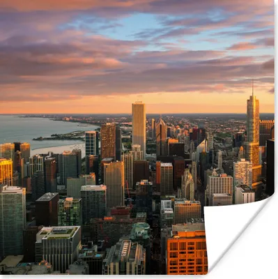 Produktbild von MuchoWow® Poster Skyline - Stadt - Wolken - Amerika 75x75 cm - Wand Dekoration