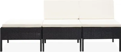 Produktbild von vidaXL 3-tlg. Garten-Lounge-Set mit Auflagen Poly Rattan Schwarz