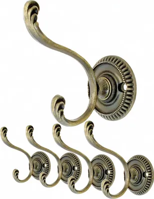 Produktbild von FUXXER® Antik Haken Garderobenhaken Kleiderhaken Huthaken, Gusseisen Eisen Messing Bronze Design, Vintage Landhaus Retro, 4er Set