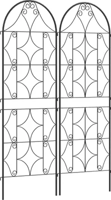 Produktbild von Fortuna Lai Rankgitter Metall 2er Set zum Stecken rostfrei Rankhilfe für Kletterpflanzen 50x150 cm Garten Spalier für Zimmerpflanzen Pflanzenspalier für Tomaten Gemüse Blumen Kletterpflanzen Schwarz