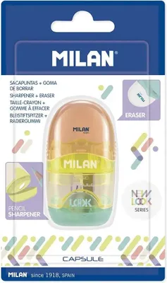 Imagen del producto de Envase de burbujas para cápsulas, goma de borrar, con sacapuntas. Nueva colección "Look": transparente, transparente, talla única