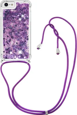 Produktbild von iPhone SE (2022/2020), iPhone 8 / 7 Hülle - Coverup Liquid Glitzer Back Cover mit Handykette - Violett