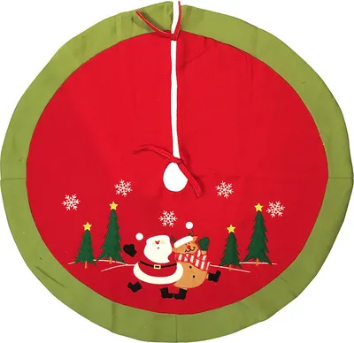 Produktbild von Weihnachtsbaumdecke Weihnachtsmann Rentier Rot Grün Christbaumdecke Rund 90cm