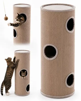 Image de Arbre à gratter pour chats – Flamingo Greta L – 100 cm – Ø 38 cm – Sisal et peluche – g