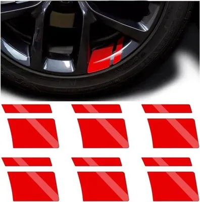 Immagine prodotto di Set di adesivi per cerchioni auto - Autoadesivi - Resistenti alle intemperie - 6 pezzi - Rosso