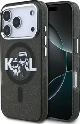 Produktbild von KARL LAGERFELD case passend für IPHONE 17 Pro kompatibel mit MagSafe KLHMP17LHGKCGKBK (IML Glitter k&C Sketch Logo) black