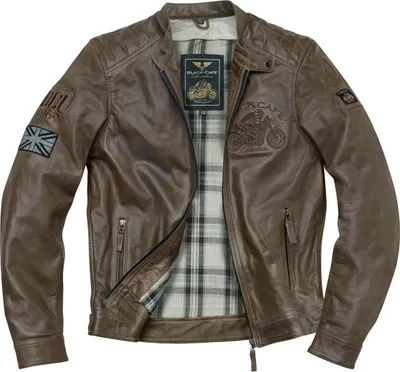 Image de Black-Cafe London Bangkok blouson en cuir pour moto, marron, 54