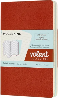Image de Carnets Moleskine Volant - couverture souple S, lignés, lot de 2, orange/bleu