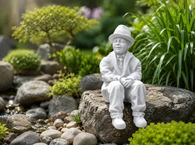 Produktbild von Junge Sitzende Figur Statue Figuren Skulptur Statuen Garten Dekoration S101083