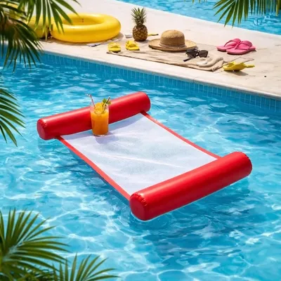 Produktbild von Aufblasbare Wasserhängematte – 108 x 73 cm – Wassermatratze mit Netz – Poolhängematte – Luftbett für Pool und Strand – 1 Stück – Farbe und Design zufällig – 4 Designs [56397], KI-generiertes Bild