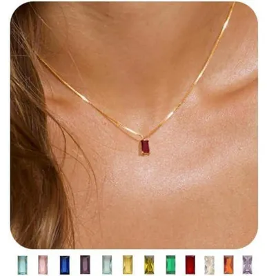 Produktbild von Kette Damen 14K Vergoldet/925 Sterling Silber mit Geburtsstein Anhänger Gold/Silber