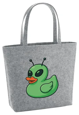 Produktbild von Huuraa Filzshopper Quietscheente Alien Gummiente Ufo 22 Liter Grey Melange Filztasche Geschenkidee