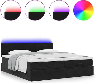 Obrázek produktu pro Osmanský rám postele s matrací černý 200x200cm samet