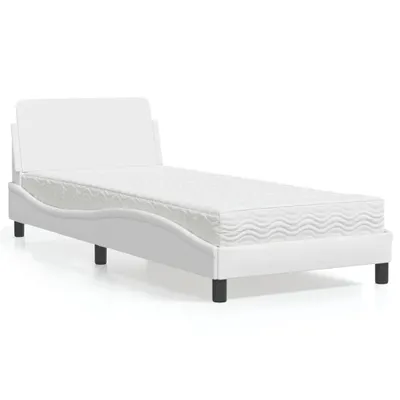 Image de vidaXL Lit avec matelas "Dover" blanc 80x200 cm simili-cuir