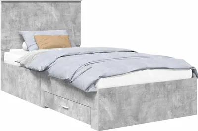Zdjęcie produktu dla vidaXL Rama łóżka z szufladami betonowa szara 100 x 200 cm materiał drewnopochodny
