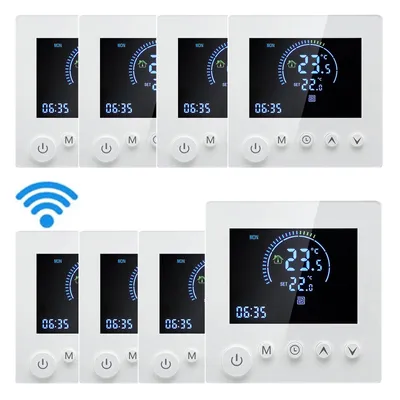 Zdjęcie produktu dla 8X Inteligentny termostat ścienny WiFi Tuya, programowalny pilot zdalnego sterowania, czujnik NTC, cyfrowy termostat pokojowy LCD do elektrycznego ogrzewania ściennego 16A z ukrytym ogrzewaniem podłogowym