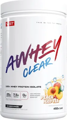 Produktbild von VAST Sports AWHEY Clear, Puder, Molkenprotein isoliert, Pfirsich, L-Alanin, L-Arginin, L-Asparaginsäure, L-Cystein, L-Glutaminsäure, L-Glutamin, L-Glycin,..., 25 g, 104 kcal