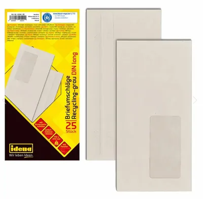 Produktbild von Idena Briefumschläge DIN lang grau selbstklebend mit Fenster 25 St.