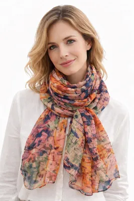 Produktbild von Damen Schal 180x90cm – Leichter Sommerschal mit Print Design, A0571