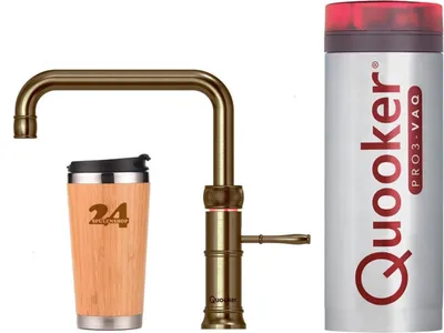 Obrázek produktu pro "QUOOKER CLASSIC FUSION Square VAQ PRO3 mosazná patina a 100°C baterie (3CFSPTN)" (2dílná) dřezová baterie s funkcí 100°C vroucí vody