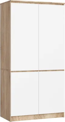 Produktbild von Akord Kleiderschrank 4-Türig Sonoma-Eiche/Weiß 90X51X180 Cm
