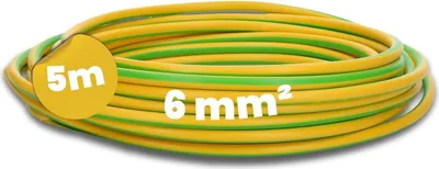 Produktbild von Kalitec 5 Meter H07V-K 6 mm² grün-gelb Verdrahtungsleitung I Aderleitung flexibel I Erdungskabel I Schutzleiter 6mm2 I Litze PVC Einzelader I Verdrahtung feindrätig I Einzelleitung I Schaltdraht